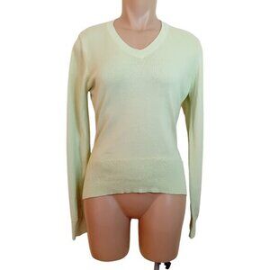 Women's Vintage Y2K Aurea Preppy Vneck Pastel Green Sweater Warm Cozy M READ‎